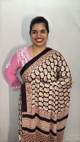 Vriksham Black Designer Ajrakh Modal Silk Saree-VS4656